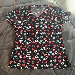 Cute Paw Print Scrub Top